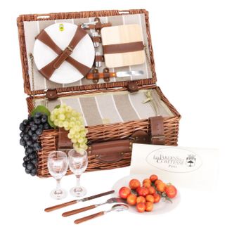 Les Jardins de la Comtesse Cesta de picnic Amboise marr&oacute;n y gris para 2 personas