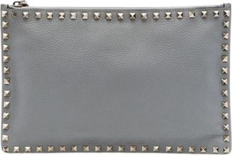 Valentino Pre-owned Vintage Clutch - Dames - Vintage Clutch - Grijs - ONE Size - Leer - Vintage