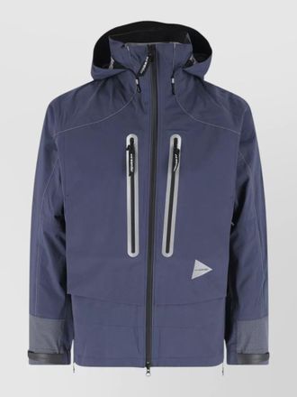 And Wander hooded coat straight cut adjustable cuffs reflective