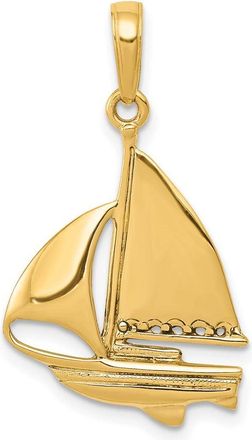 Diamond2Deal 14k Yellow Gold Sailboat Pendant