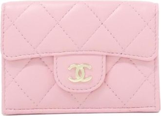 Chanel Pink Leather Wallet (Tri-Fold) (Pre-Owned)