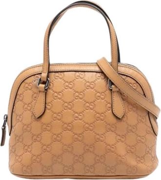 Gucci Pre-owned Satchel - Dames - Vintage Handtas - Beige - ONE Size - Leer - Vintage