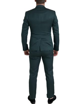 Dolce & Gabbana Mens Green 3 Piece Single Breasted Martini Suit Cotton