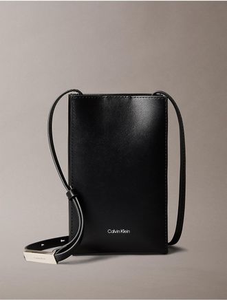Calvin Klein Womens Line Mini Leather Crossbody Bag - Black