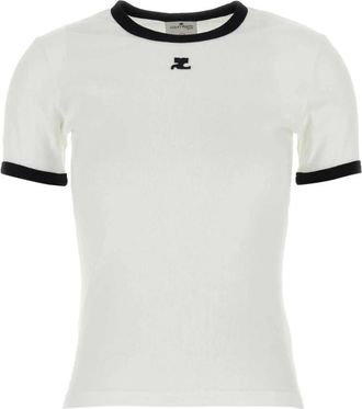 Courr&egrave;ges Signature T-shirt - Dames - T-shirts - Wit - XS - Katoen - Tops