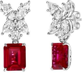 Suzy Levian Gala Cubic Zirconia Drop Earrings in Red at Nordstrom Rack