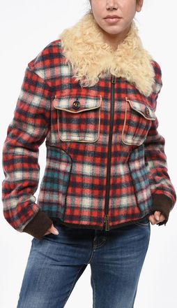 Dsquared2 Checked Flannel Jacket with Fur Collar Dsquared2