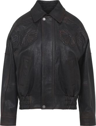 Golden Goose Nappa Leren Bomberjack - Dames - Leren en Su&egrave;de Jassen - Zwart - S - Leer - Jassen