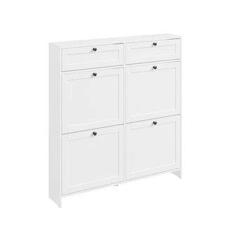 SoBuy Armario zapatero con dos cajones blanco 100x19x107cm moderno