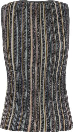 Missoni Striped Metallic Viscose Blend Tank Top - Black