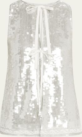 3.1 Phillip Lim Sleeveless Sequined Tie-Front Blouse
