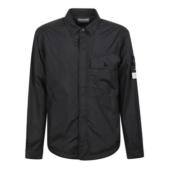 Stone Island Crinkle Reps R-Ny Overshirt - Heren - Zomerjassen - Zwart - S - Polyester - Jassen