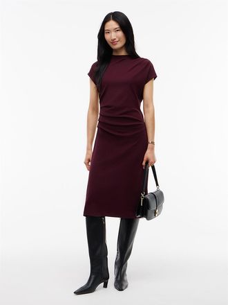 Tommy Hilfiger Womens Draped Cotton Interlock Dress - Deep Burgundy - XL