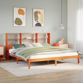 vidaXL Letto Libreria senza Materasso Marrone Cera 180x200 cm in Pino - Vidaxl