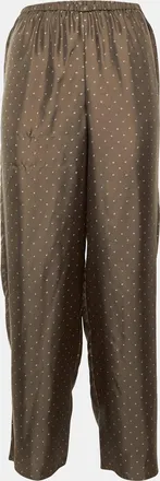 Theory Brown Overlay Dot Silk Wide Leg Pants