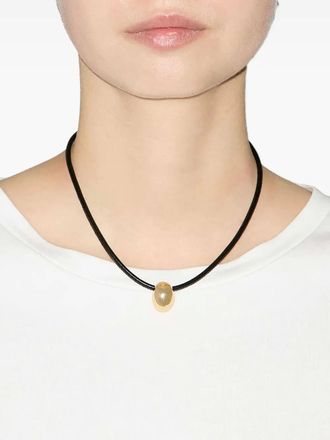 Isabel Marant New Crescent choker necklace - women - Lamb Skin/Brass - One Size - Black