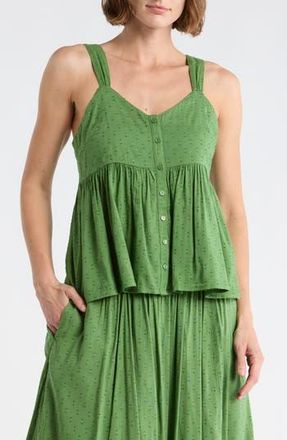 Melrose and Market Clip Dot Button-Up Tank in Green Willow at Nordstrom Rack, Size Xx-Small