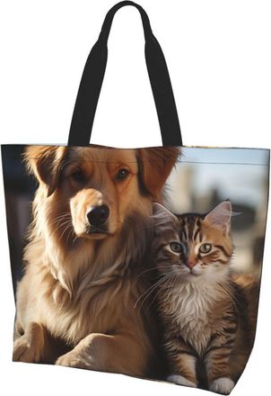Generic Cats And Dogs Tote Bag Waterproof Women Handbag Eco Friendly Tote Bags For Travel Beach Picnic