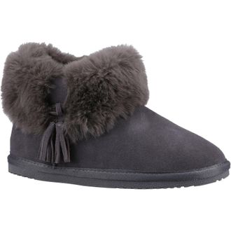 Hush Puppies Ayana Grijs en imitatiebont damespantoffels