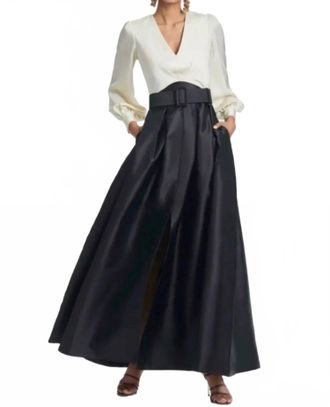 Sachin & Babi Zoe Mikado Ball Skirt Gown In Ivory/black