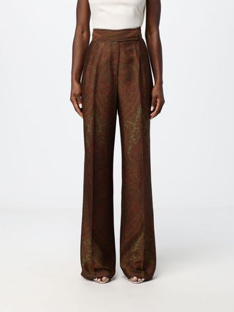 Etro Pantaloni straight a vita alta in misto lana con stampa Paisley