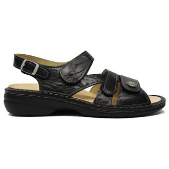 Finn Comfort 2562 Gomera Plisseelight Leather Womens Slingbacks Sandals - Black - Size:UK 6.5