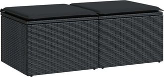 vidaXL Set Sof&aacute;s Jard&iacute;n Y Cojines 2 Pzas Rat&aacute;n Sint&eacute;tico Acacia Negro Vidaxl