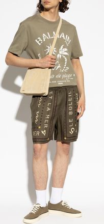 Balmain Printed Shorts, Mens, Green