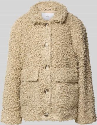 Vero Moda Jacke aus Teddyfell mit Pattentaschen Modell PELICO in Beige, Größe 34