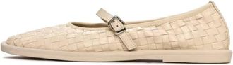 Cesare Gaspari Geweven Elegantie Mary Janes - Beige - Dames - Ballerinas - Beige - 37 EU - Leer - Schoenen