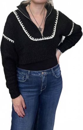Staud Cropped Hampton Sweater In Black/white
