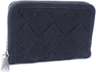 Bottega Veneta Black Canvas Leather Coin Purse/Coin Case (Pre-Owned)