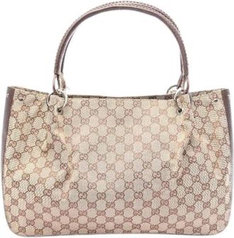 Gucci Pre-owned GG Canvas Tote Bag - Dames - Vintage Shopper - Beige - ONE Size - Leer - Vintage