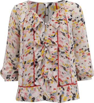 Diane Von F&uuml;rstenberg Diane Von Furstenberg Marlabis Ruffled Blouse in Multicolor Silk
