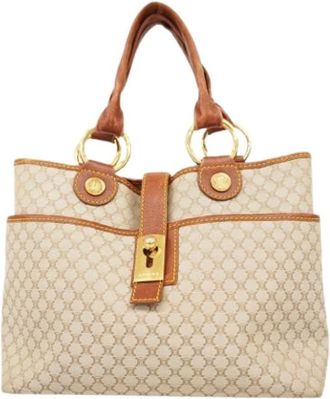 Celine Pre-owned Handbags, female, Beige, Size: ONE SIZE Pre-owned Canvas Vintage Handbag