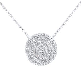 Diamant L'&eacute;ternel Womens 9ct White Gold Diamond Circle Cluster Pendant Necklace - Size P 1/2