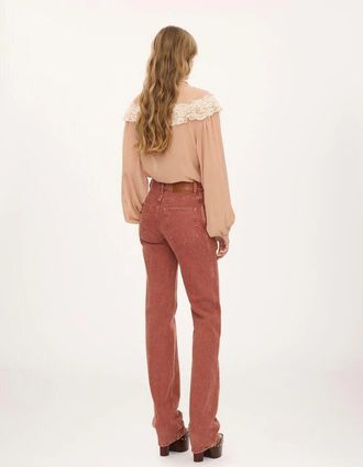 Chlo&eacute; Womens Jean En Denim De Coton Teint Crimson Brown