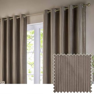 Riva Paoletti Corinthian Velvet Room Darkening Eyelet Curtain Pair in Light Brown | Size: 229 cm width x 229 cm drop