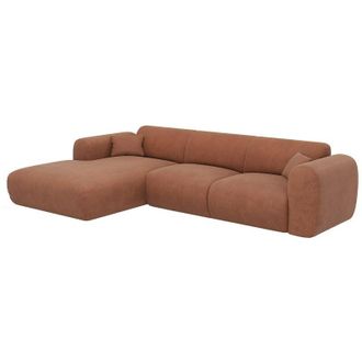 Vente-Unique Grande divano in Tessuto testurizzato Terracotta - Angolo a sinistra - POGNI della Maison C&eacute;phy