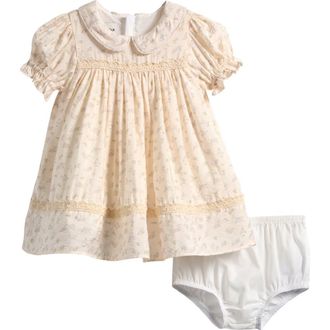 Pippa & Julie Floral Puff Sleeve Dress & Bloomers Set in Cream at Nordstrom, Size 0-3M