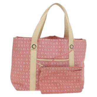 Bulgari Tweedehands Canvas handtassen - Dames - Pre-owned - Roze - Maat: ONE Size Leer