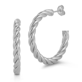 Glaze Jewelry Sterling Silver Round Twist Hoops