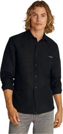 Calvin Klein Overhemden, Heren, Zwart, S, Katoen, Long Sleeve Shirt