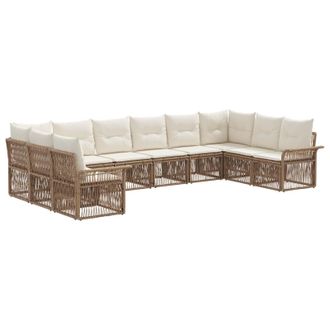 vidaXL Conjunto De Sof&aacute;s De Jard&iacute;n 10 Pcs Beige Rat&aacute;n Sint&eacute;tico Vidaxl
