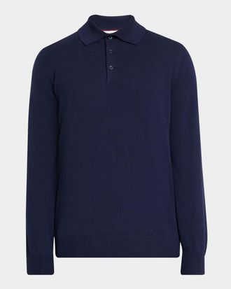 Brunello Cucinelli Men & apos;s Cashmere Knit Long-Sleeve Polo Shirt