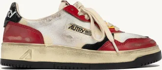 Autry MEDALIST LOW SUPER VINTAGE SNEAKERS IN RED LEATHER AND WHITE MESH