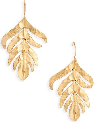 Kenneth Jay Lane Hammered Leaf Drop Earrings in Satin Gold at Nordstrom Rack
