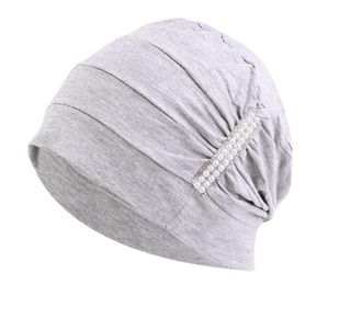 Generic Jewelled Chemo Hair Loss Beanie Hat Scarf Turban Head Wrap Cancer Grey