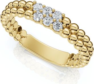 Pompeii3 Two Row Beaded Diamond Stackable Ring 14k Gold or Platinum Lab Grown