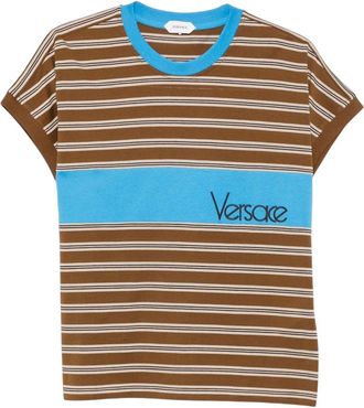 Versace Brown Stripes Logo T-Shirt
